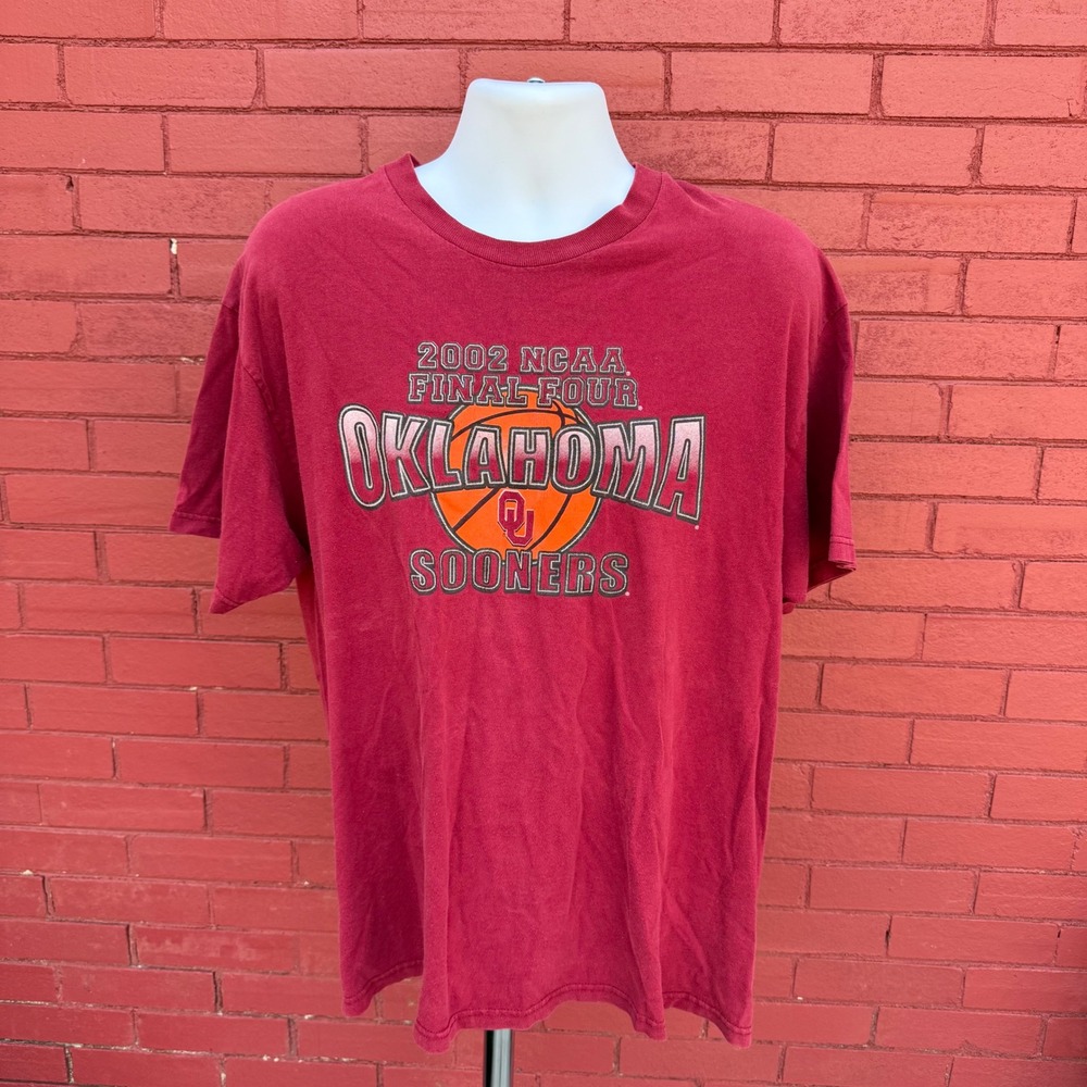 Vintage Hanes‎ Oklahoma Sooners 2002 NCAA Final Four Basketball Shirt Mens XL